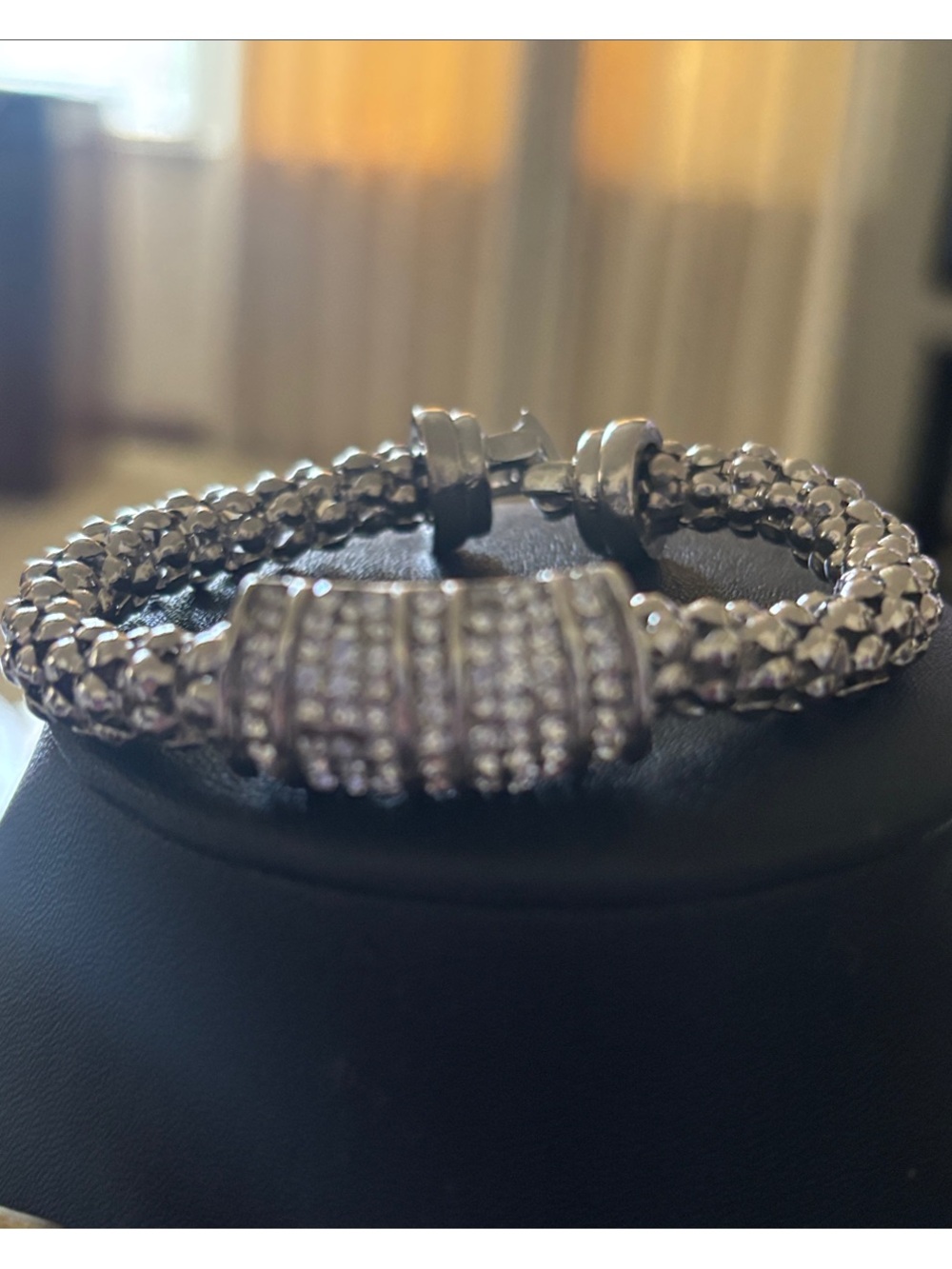 Silver Crystal Pave Double-Strand Bracelet